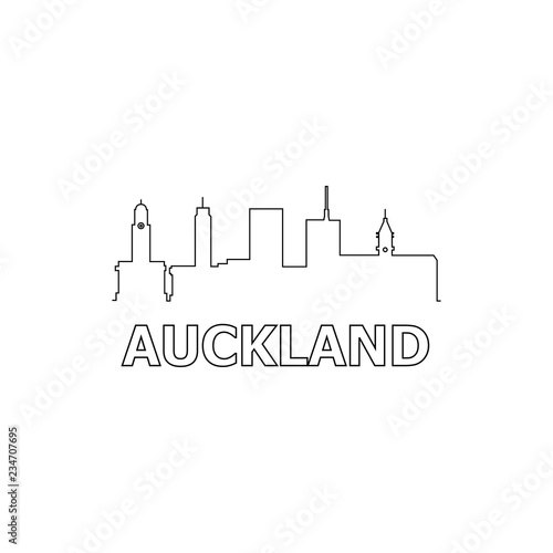 Auckland skyline and landmarks silhouette black vector icon. Auckland panorama. New Zealand