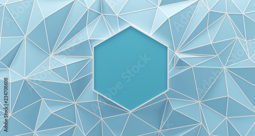 Fototapeta Naklejka Na Ścianę i Meble -  Blue low poly background with white edges. 3d rendering.