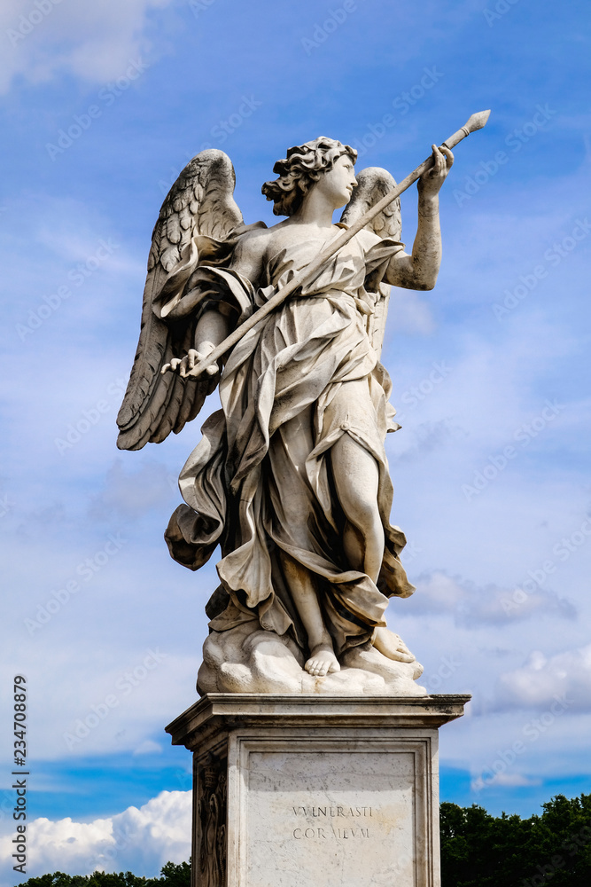 Angel with Spear, statue from the Sant'Angelo Bridge in Rome, Italy