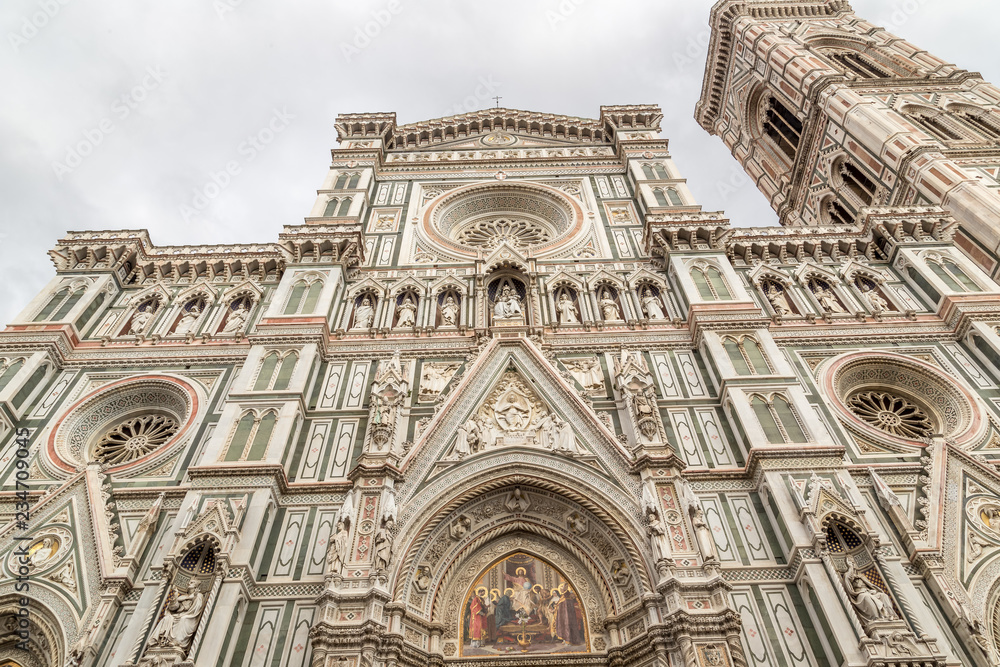 Cathedral Santa Maria del Fiore or Duomo di Firenze in Piazza del Duomo. Florence, Italy.
