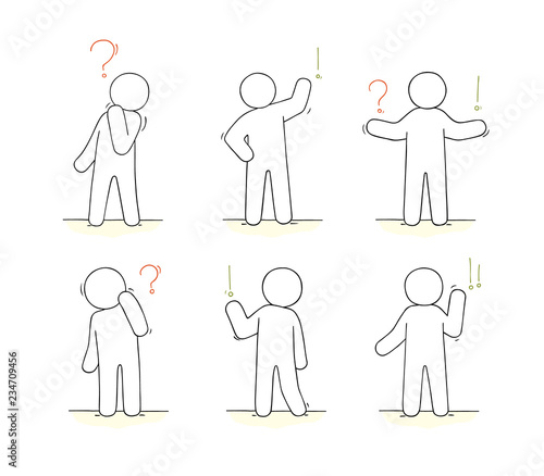  little people with communication signs.