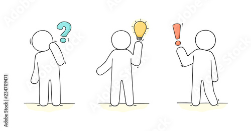  little people with communication signs.
