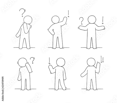  little people with communication signs.
