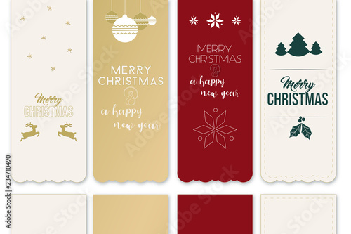 Sammlung unterschiedlicher Lesezeichen mit Grüßen zu Weihnachten und Neujahr