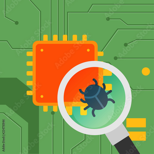Vector flat motherboard with CPU and computerbug