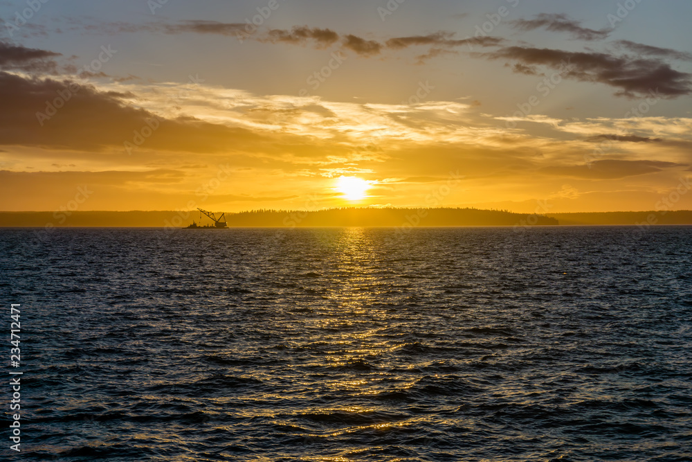 Golden Sunset And Crane Vessel 3