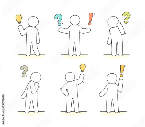  little people with communication signs.