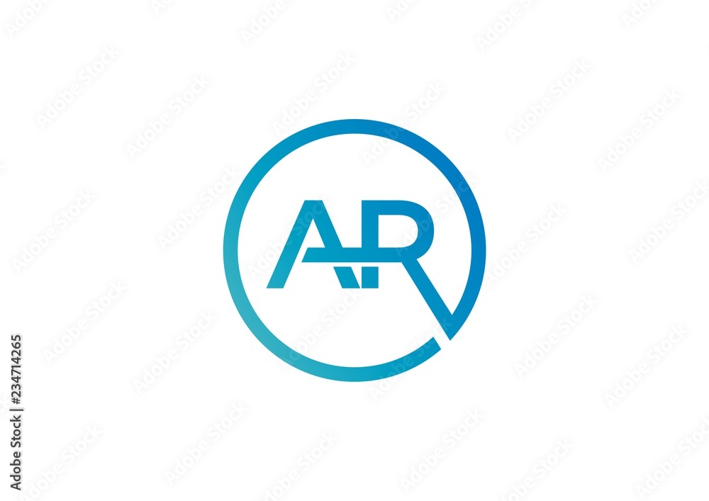 Initial letter AR logo concept in rounded shape Initial letter AR logo concept in rounded shape
