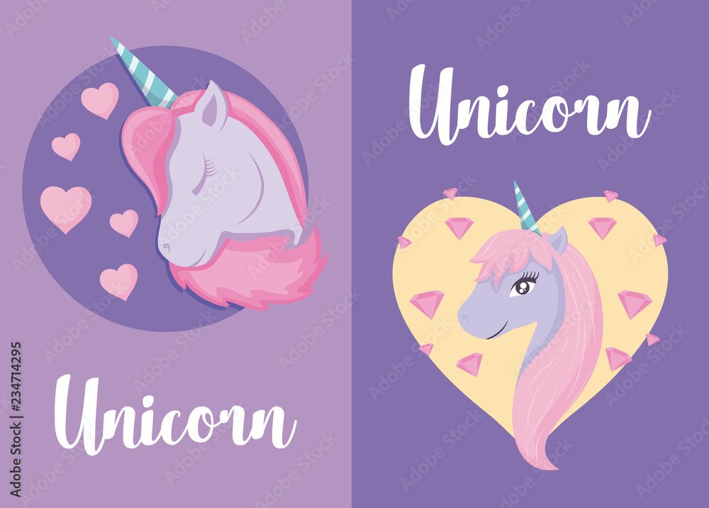 set of cute unicorns fairy tale set of cute unicorns fairy tale