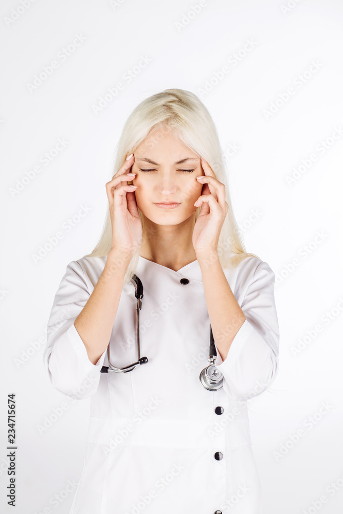 female doctor with stethoscope on a white background female doctor with stethoscope on a white background