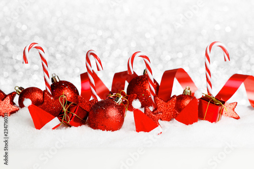 Christmas decor on snow