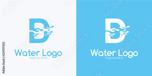 combination letter D and Water logo design concept