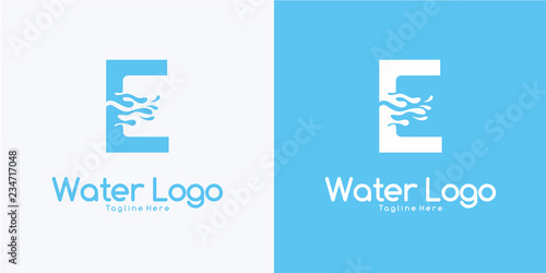 combination letter E and Water logo design concept