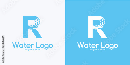 combination letter R and Water logo design concept