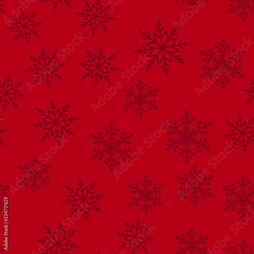 Seamless Christmas pattern with falling snowflakes. Vector