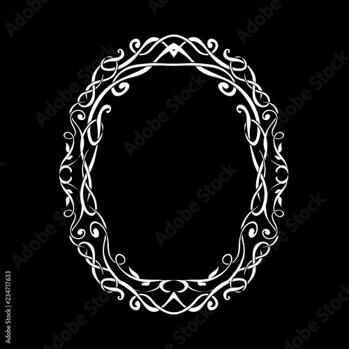 PrintArt Nouveau decorative monochrome oval frame with text place
