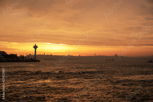 Istanbul bosphorus view at sunset