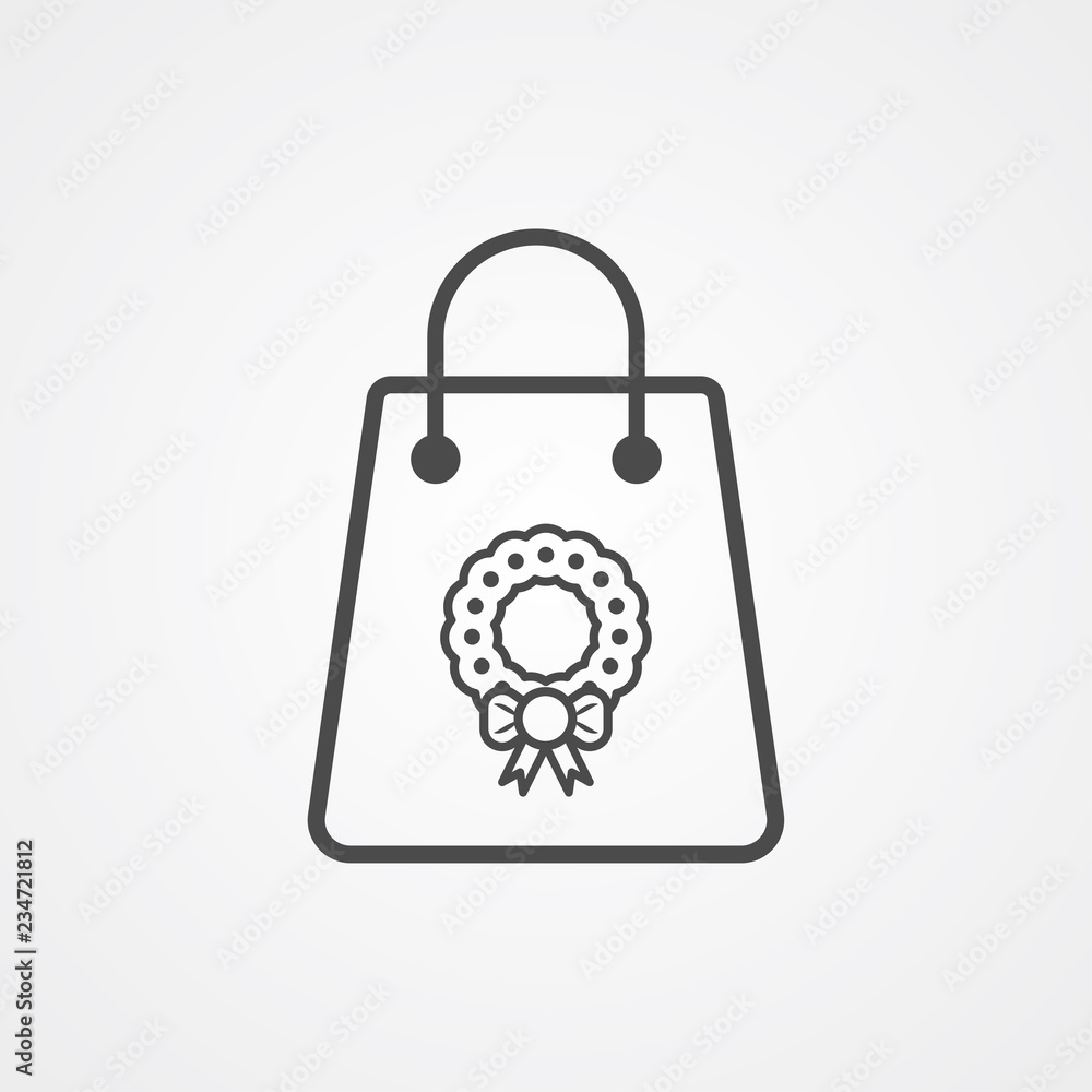 Christmas shopping bag vector icon sign symbol Christmas shopping bag vector icon sign symbol