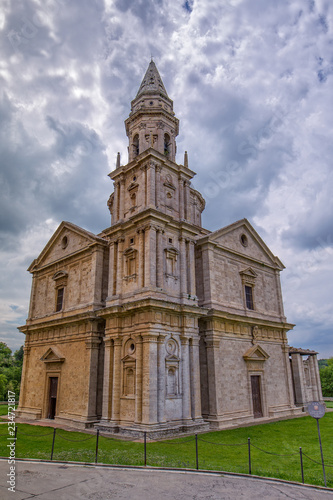The Renaissance church Madonna di San Biagio. The church was designed by Antonio da Sangallo the Elder and is located at the gates of Montepulciano, Tuscany, Italy