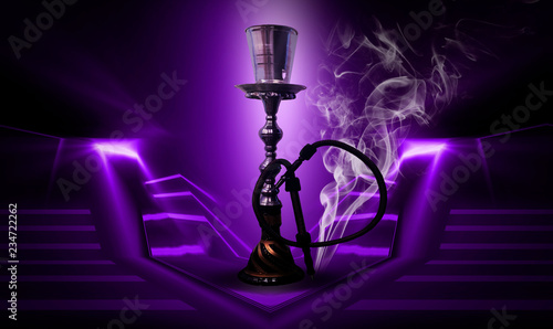 Hookah on an abstract neon ...