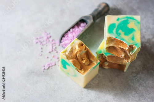Organic handmade soap, spa concept.