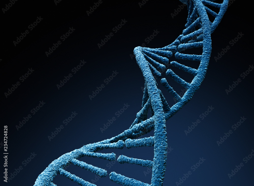 DNA molecule. Isolated on dark background. 3D illustration