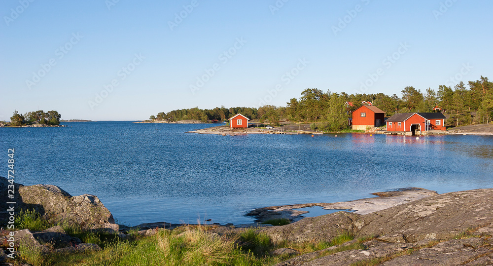 Rocky landscape near Ringsön Island, Stockholm archipelago, sweden