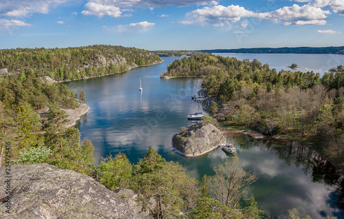 Canvas Print aerial view on Napoleon viken, a famous bay in the Stockholm Skerry garden, Swed