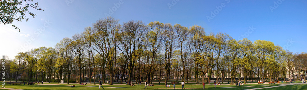 People walking on a Sunday afternoon in the Park of the Cinquentenaire in Brussels People walking on a Sunday afternoon in the Park of the Cinquentenaire in Brussels