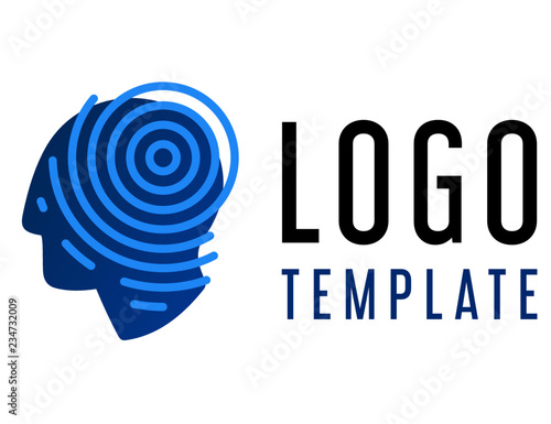 Biometric identification technology of a person's face. authentication of the reflected radiation of an electromagnetic wave of high frequency. Vector logo or button isolated on white background. 