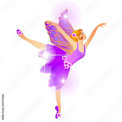 Cute Christmas figurine in the form of a dancing ballerina isolated on a white background. Vector cartoon close-up illustration.