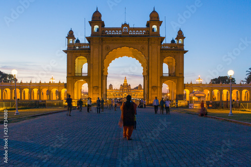 City Palace, entrance gateway to the Maharaja's Palace, Mysore, Karnataka photo