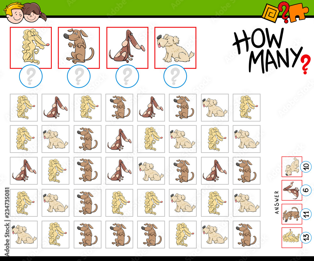 Fototapeta premium how many dogs counting task