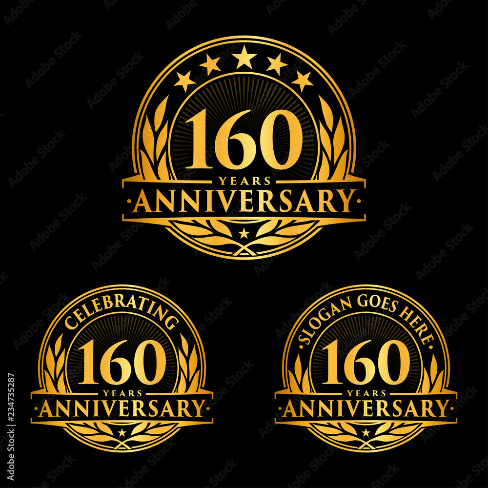 160 years anniversary set. 160th celebration logo collection. Vector and illustration. 
