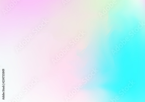 Hologram Magic Dreamy Vector Background. Rainbow Girlie Iridescent Gradient, Holographic Fluid Poster Wallpaper. Bright Pearlescent Hologram Fairy Cool Web Banner. Modern Tech Music Sound.