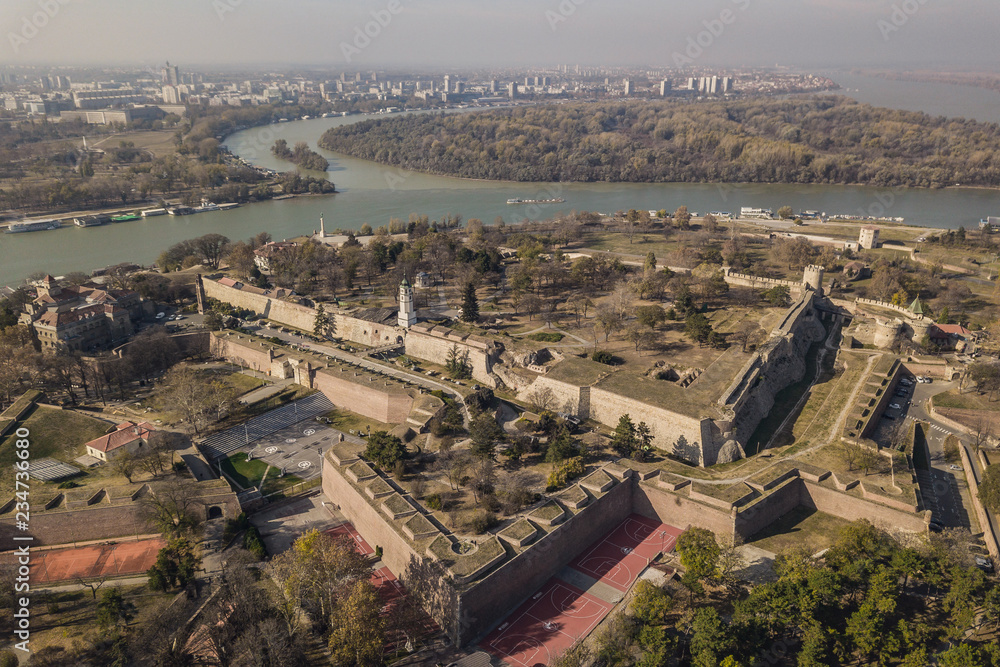 Aerial view of Kalemegdan Fortress in Belgrade