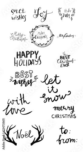 Set of Christmas lettering handwritten photo