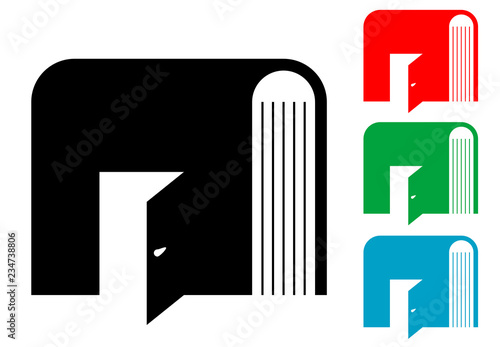 Icono plano casa como libro en varios colores