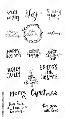 Set of Christmas lettering handwritten