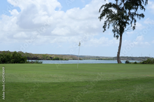 Golf course with gorgeous green and fantastic river lake view
