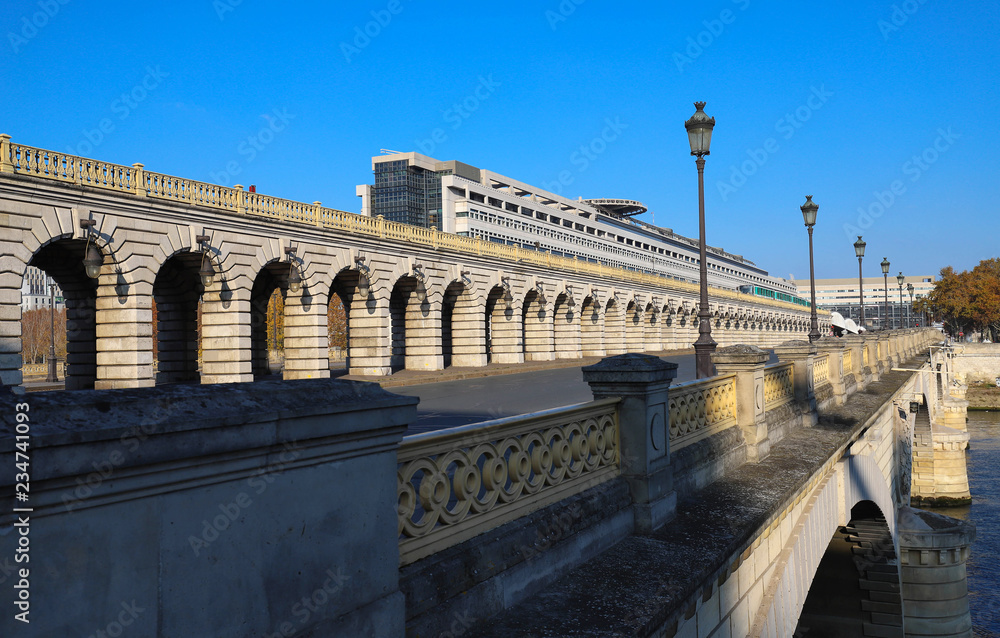 The Bercy bridge at sunny day, Paris, France