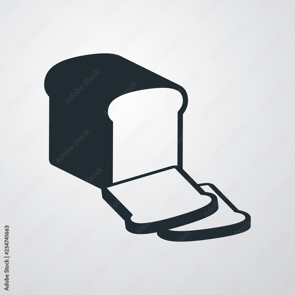 Icono plano pan con rebanadas en fondo gris Icono plano pan con rebanadas en fondo gris