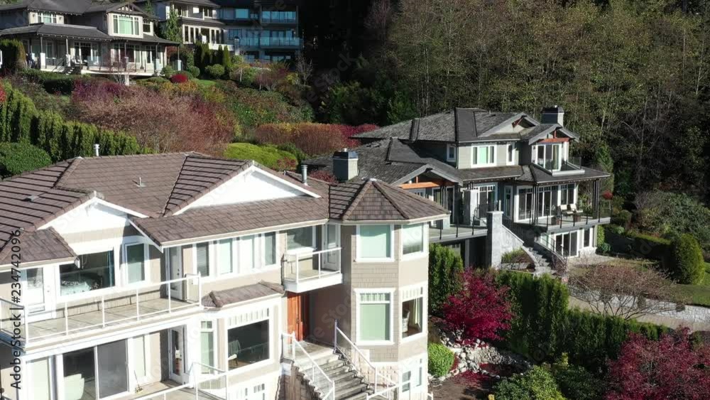 A perfect neighbourhood. Houses in suburb at Summer in the north America. Luxury houses with nice landscape. Aerial drone view. A perfect neighbourhood. Houses in suburb at Summer in the north America. Luxury houses with nice landscape. Aerial drone view.