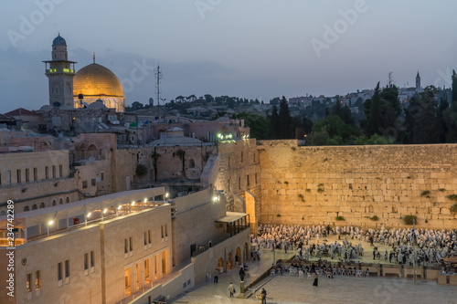 The Temple Mount during the blue hour prior to sunrise in the old City of Jerusalem