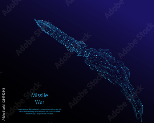 Abstract image of flying rocket in the form of a constellation