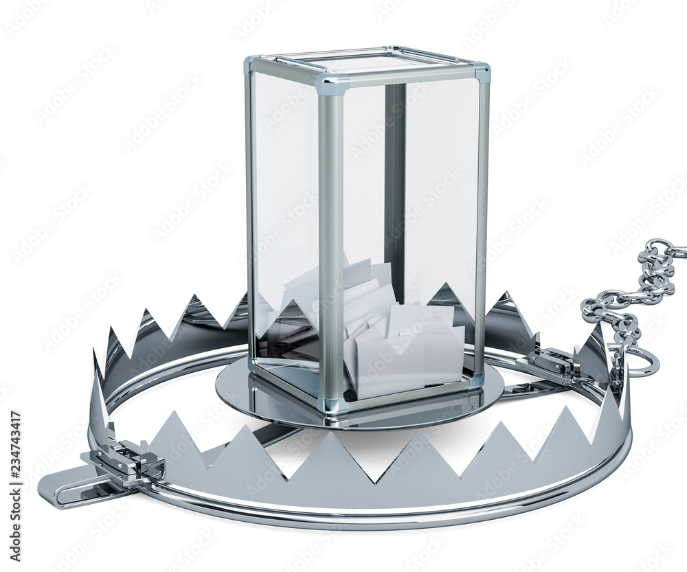 Fotografie Ballot box inside bear trap. 3D rendering