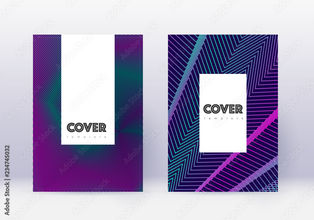 Hipster cover design template set. Neon abstract l Hipster cover design template set. Neon abstract l