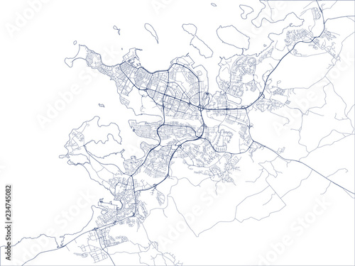 map of the city of Reykjavik, Capital Region, Iceland