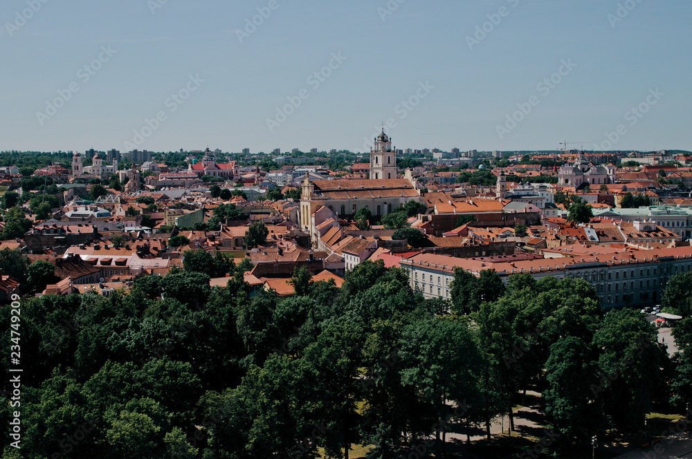 View of the city of Vilnius, Lithuania from the top of the Upper Castle