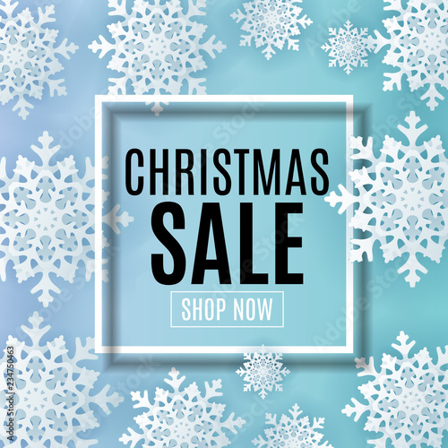 Abstract Vector Illustration Christmas Sale, Special Offer Background. Winter...